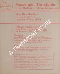 Passenger Timetable, Great Britain Holiday Alterations - May Day Holiday, Friday 4 May to Tuesday 8 May 1979 by British Railways